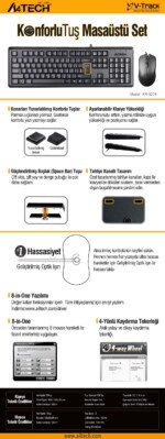A4 TECH KR-9276 Q USB STANDART KLAVYE+OPTİK MOUSE - Görsel 3