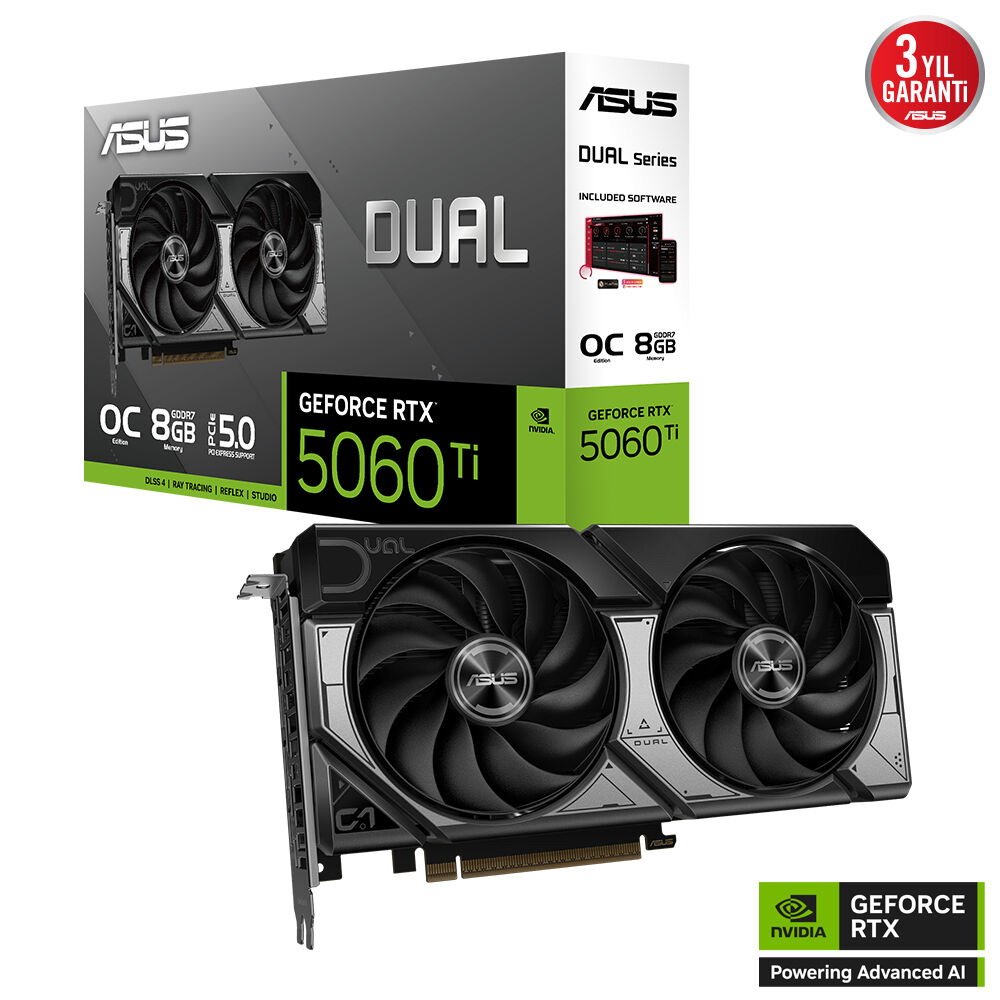 asus-dual-rtx5060ti-o8g-8gb-128bit-vga-ekran-kartlari-218032 ASUS DUAL-RTX5060TI-O8G 8GB DDR7 128BIT 3XDP EKRAN KARTI - Görsel 1