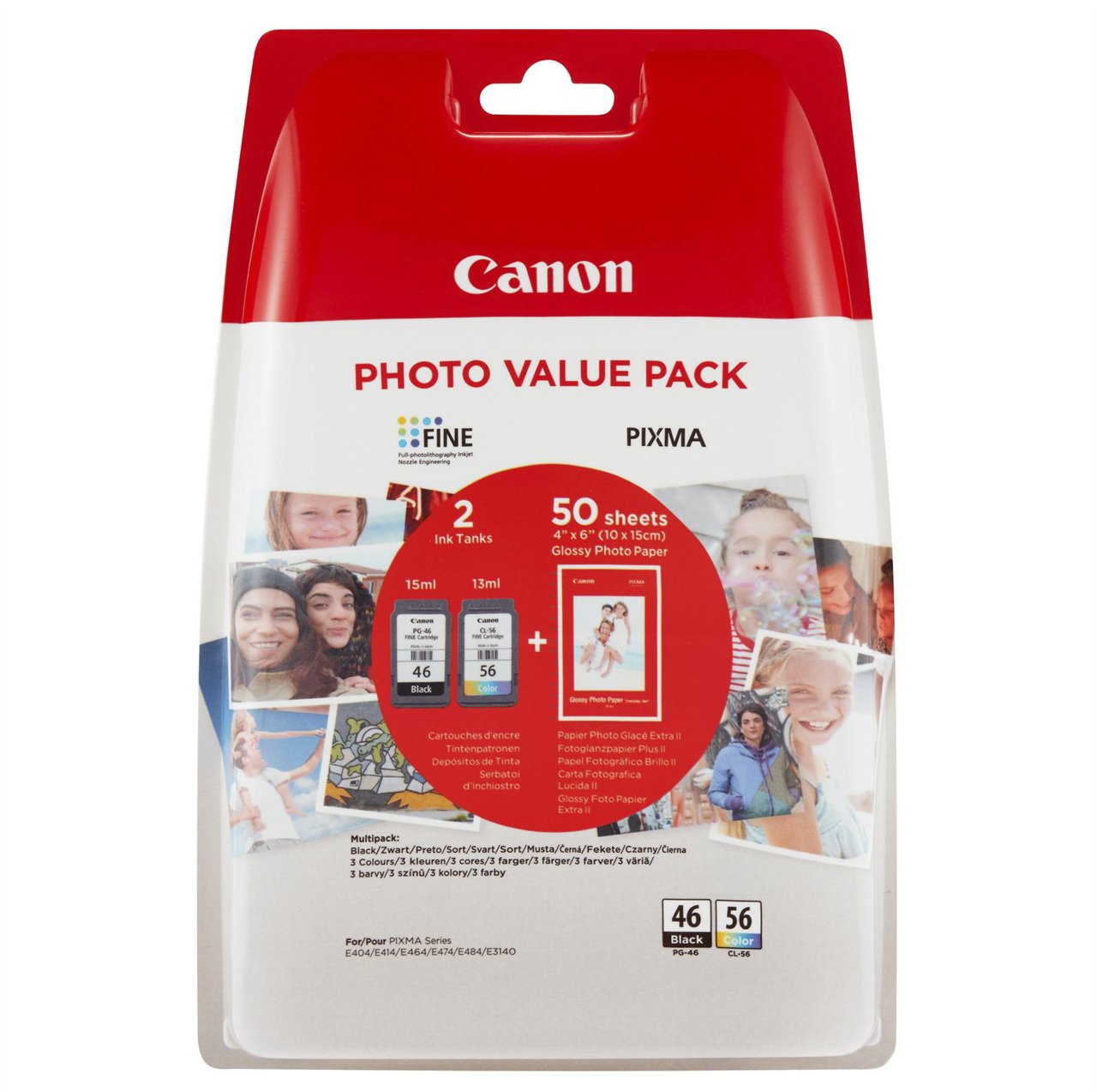 canon-pg-46-cl56-2li-kartus-e-404-yazici-icin-tuketim-yazici-kartuslari-115494 CANON PG-46-CL56 2Lİ KARTUŞ + 50 ADET FOTOĞRAF KAĞIDI - Görsel 1