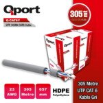 QPORT Q-CAT6Y 305 METRE 23AWG GRI CAT6 UTP PE KABLO
