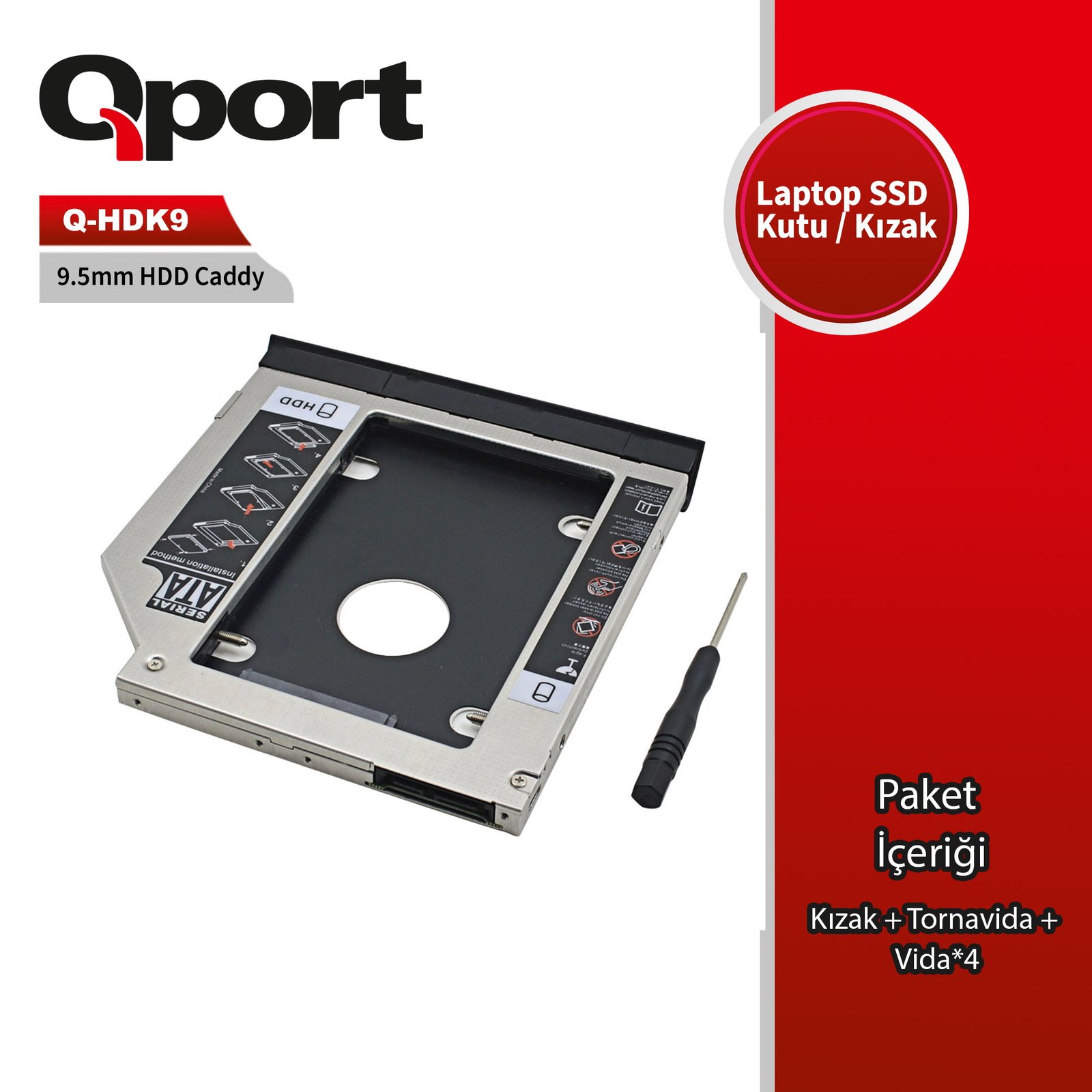 qport-q-hdk9-2-5-hdd-ssd-uyumlu-cevirici-9-5-optik-sata-kizak-hard-diskler-aksesuar-211435 QPORT Q-HDK9 2.5" HDD/SSD UYUMLU CEVIRICI 9.5" OPTIK SATA KIZAK - Görsel 1