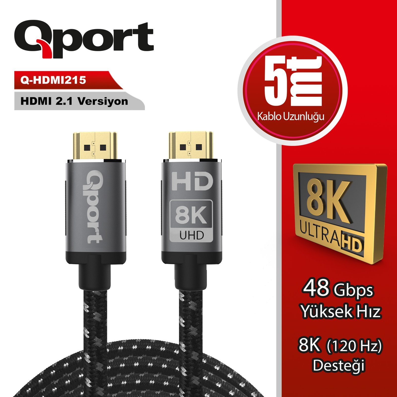 qport-q-hdmi215-hdmi-2-1v-8k-altin-uclu-kablo-5-mt--211387 QPORT Q-HDMI215 HDMI 2.1V 8K ALTIN UÇLU KABLO 5 MT KABLO - Görsel 1