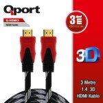 QPORT Q-HDMI3 HDMI 1.4 V ALTIN UÇLU KABLO 3 MT - Görsel 3