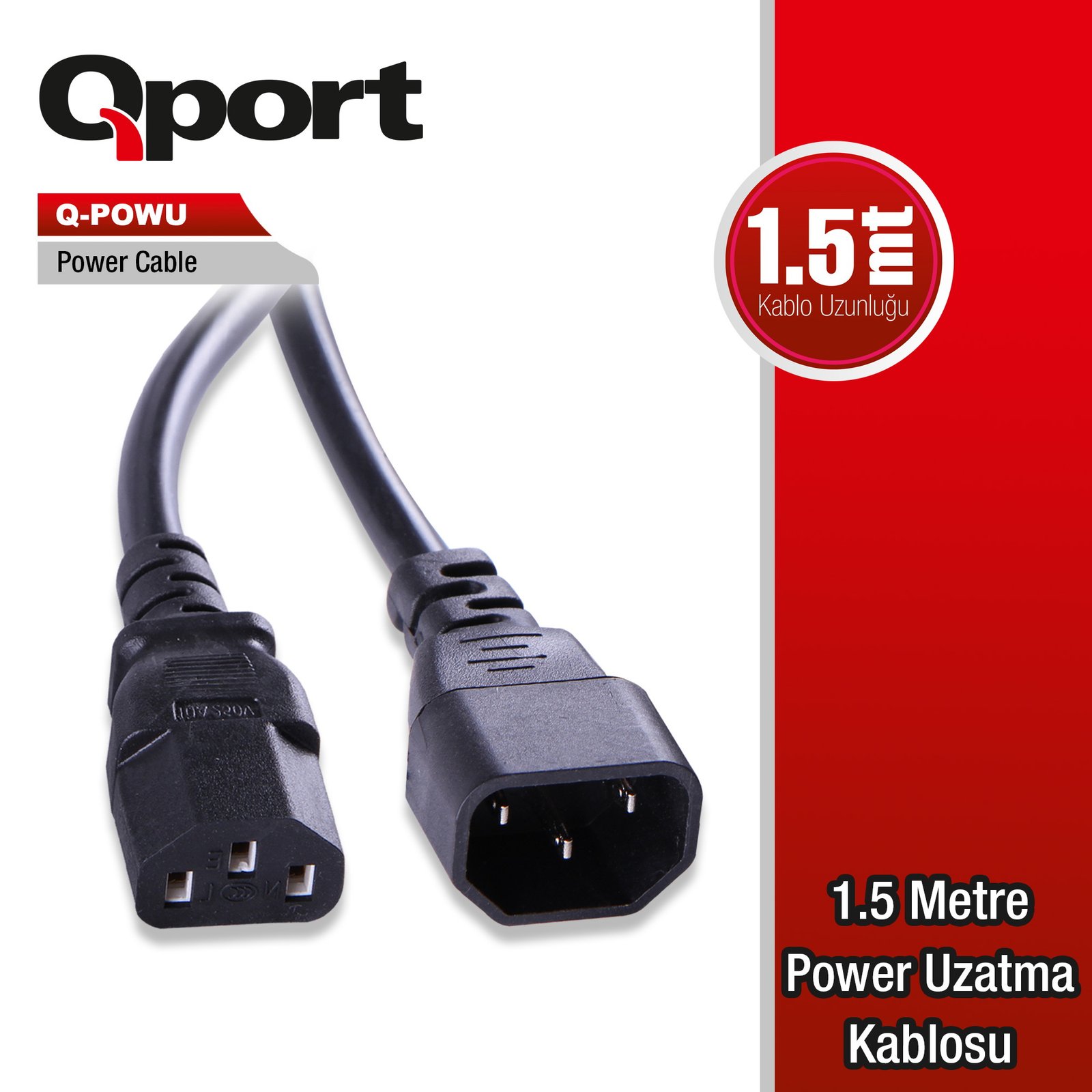 qport-q-powu-1-5-metre-power-uzatma-kablosu-kablo-ve-adaptor-211449 QPORT Q-POWU 1.5 METRE POWER UZATMA KABLOSU - Görsel 1