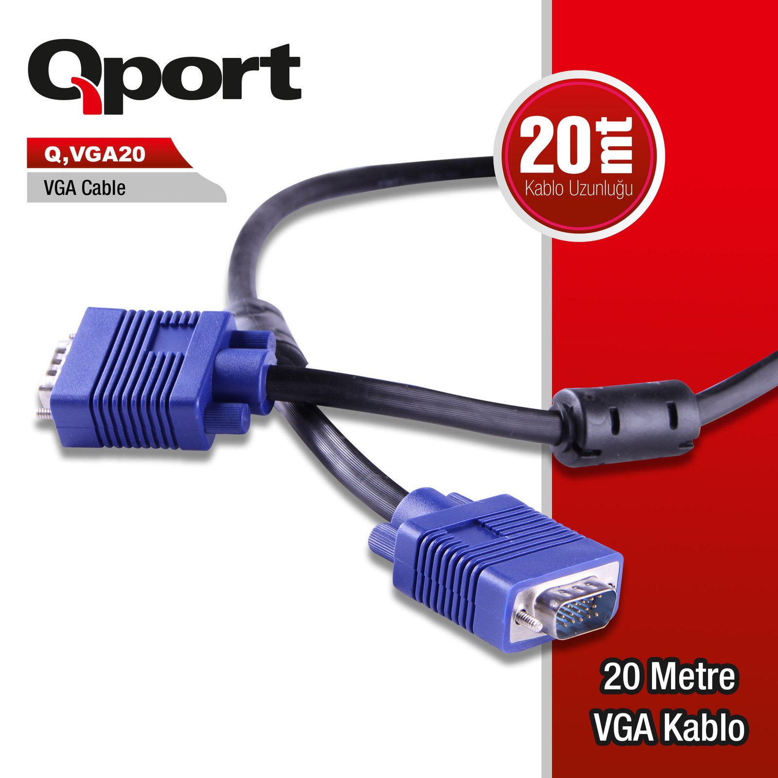 qport-q-vga20-15-pin-vga-kablo-20-mt--211390 QPORT Q-VGA20 15 PİN VGA KABLO 20 MT - Görsel 1