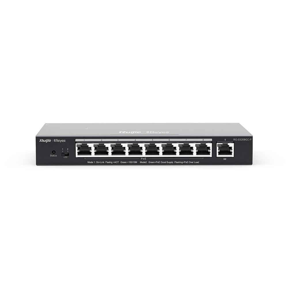 reyee-rg-es209gc-p-9p-gigabit-switch-8p-poe-120w-ag-urunleri-switch-160089 RUİJİE- REYEE RG-ES209GC-P 8XGE-1XGE UPLİNK 120W POE SWİTCH - Görsel 1